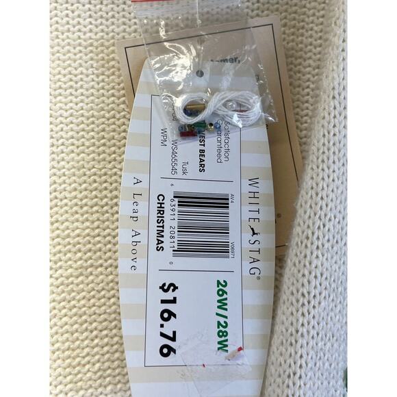 White Stage Womens 26/28W White Embroidery Vest Teddy Bear Christmas Zipper - Picture 12 of 13